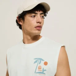 Clearance Comfortabel mouwloos shirt met print op voor-en ac T-shirt