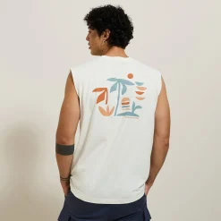 Clearance Comfortabel mouwloos shirt met print op voor-en ac T-shirt