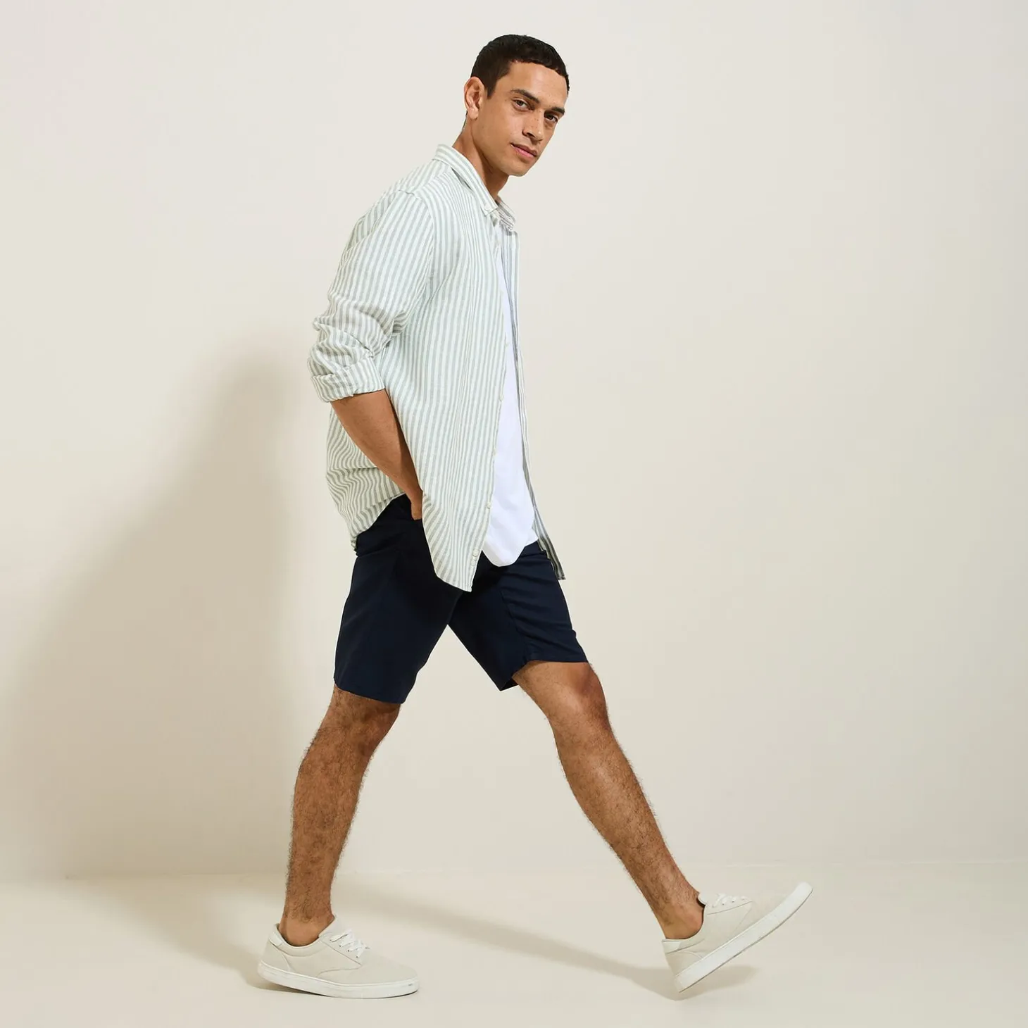 Flash Sale Effen bermuda in katoen en linnen Bermuda