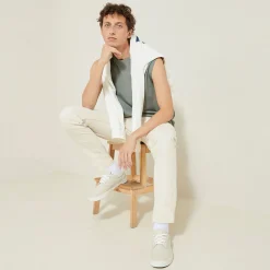 Clearance Effen mouwloos hemdje met ronde hals in katoen T-shirt