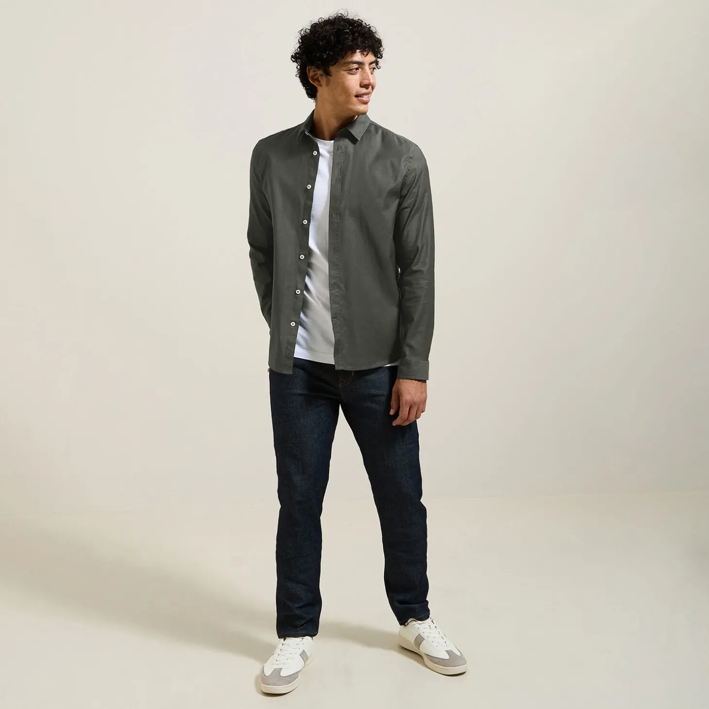 Online Effen overhemd in piquékatoen Overhemd