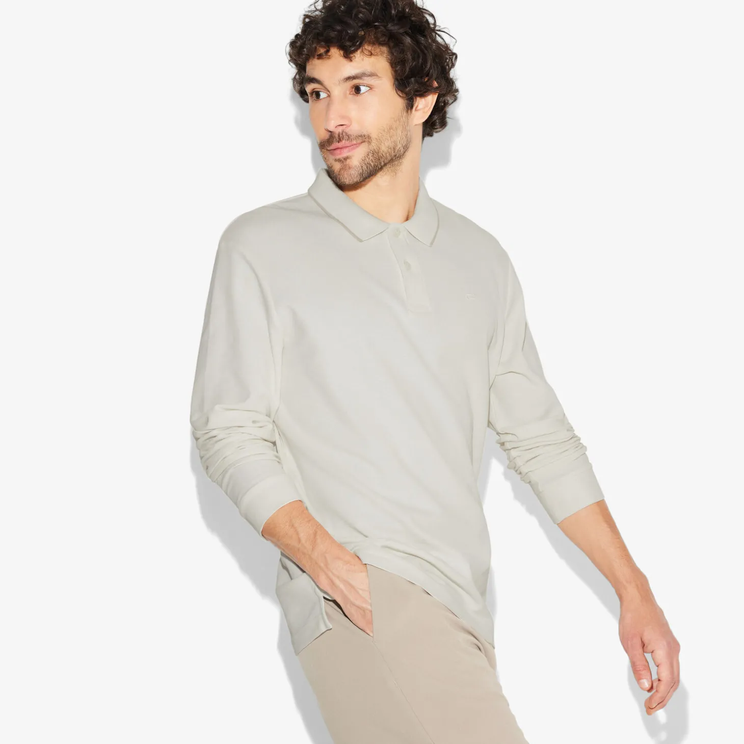 Hot Effen polo in piquékatoen, met lange mouwen Polo