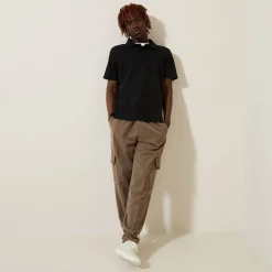 Online Effen relaxed polo met korte mouwen in textuurstof Polo