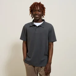 Flash Sale Effen relaxed polo met korte mouwen in textuurstof Polo