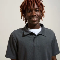 Flash Sale Effen relaxed polo met korte mouwen in textuurstof Polo