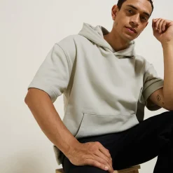 Fashion Effen sweater met kap en korte mouwen Sweater