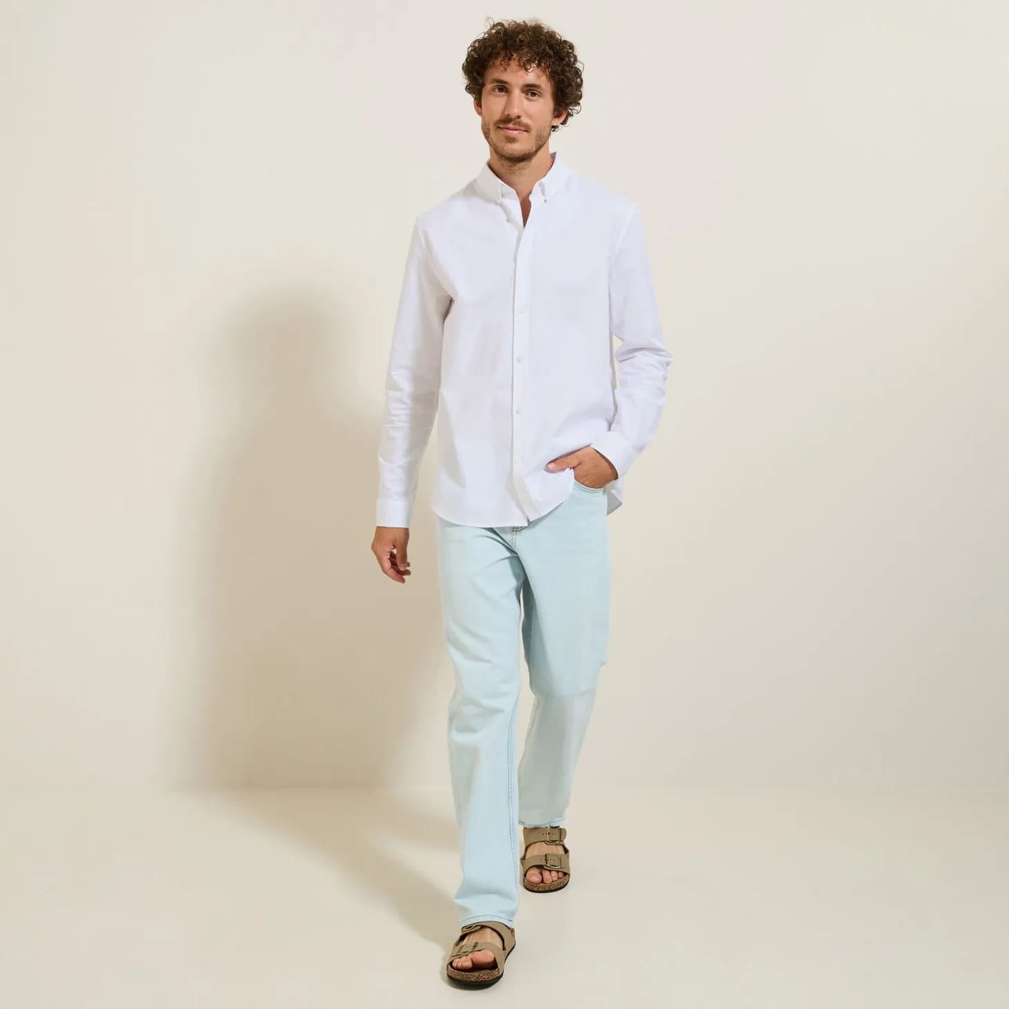 Clearance Elastaan overhemd in Oxford katoen Overhemd