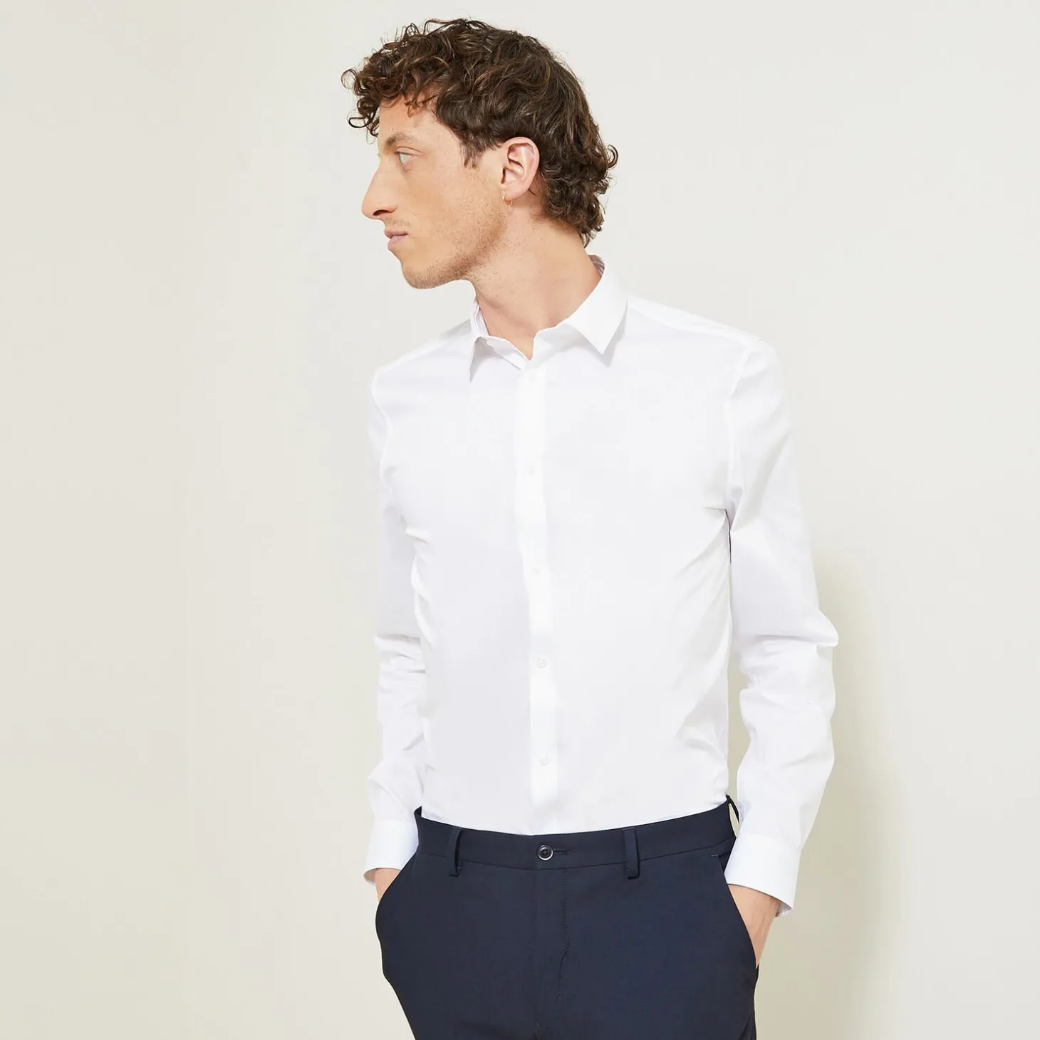 Store Extraslim effen hemd in gerecyclede polyamide Formele Overhemden|Overhemd