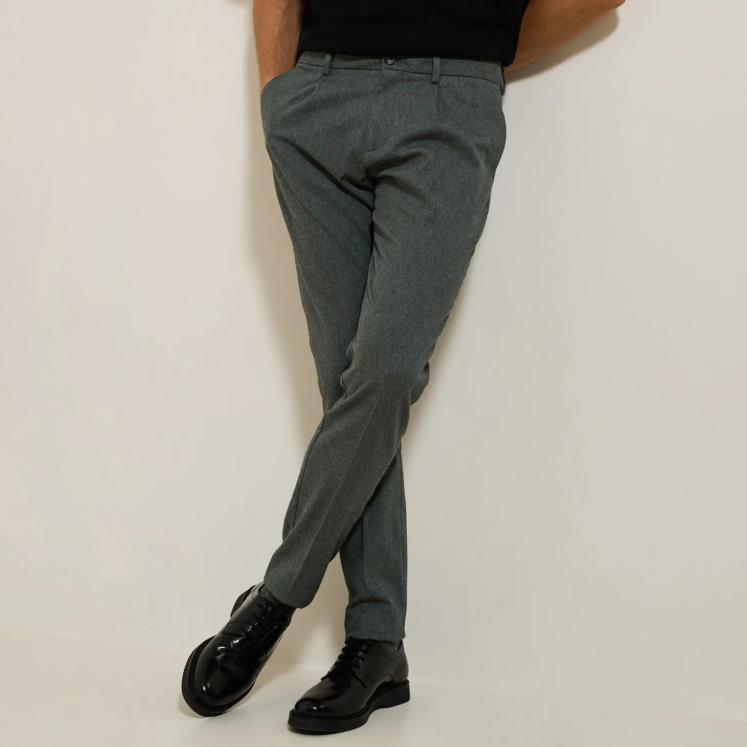 Outlet Flanellen chinobroek met plooien Broek