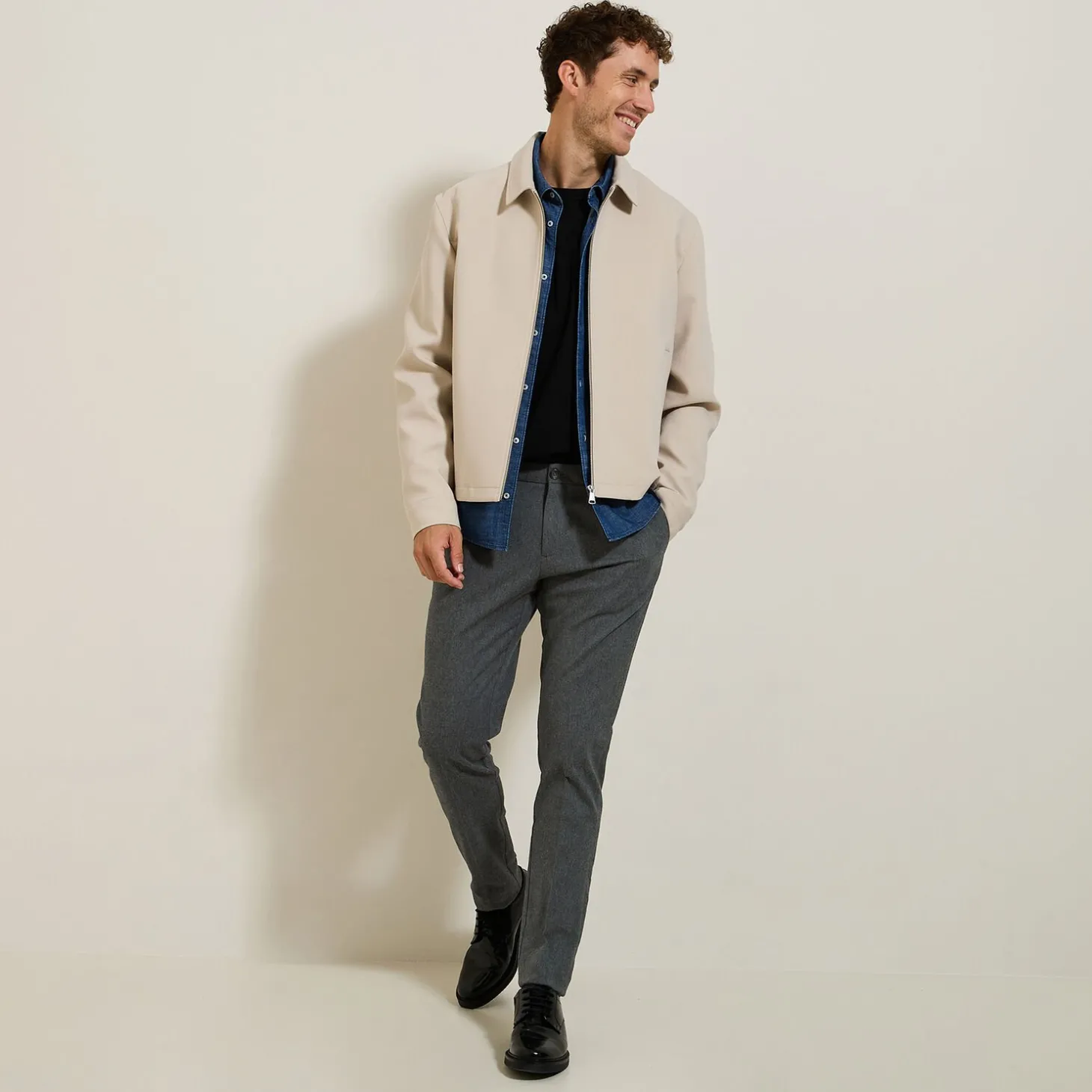 Outlet Flanellen chinobroek met plooien Broek