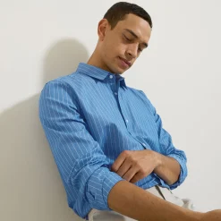 Best Sale Gestreept katoenen overhemd Formele Overhemden|Overhemd