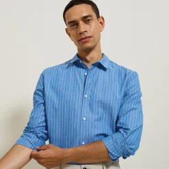 Best Sale Gestreept katoenen overhemd Formele Overhemden|Overhemd
