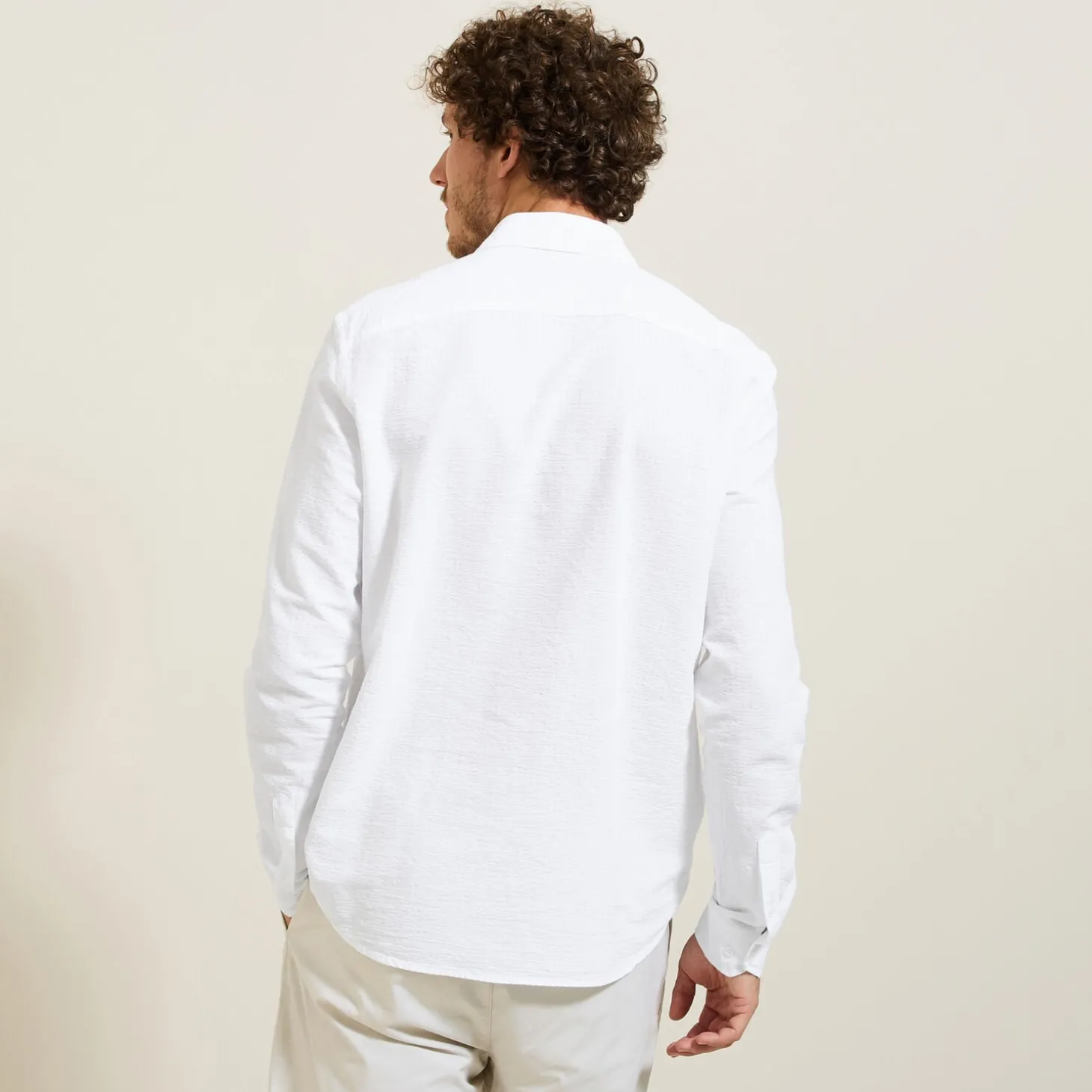 New Gestreept overhemd in seersucker katoen Formele Overhemden|Overhemd