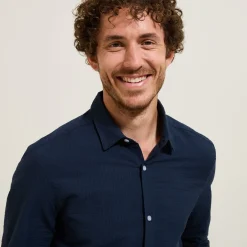 New Gestreept overhemd in seersucker katoen Formele Overhemden|Overhemd