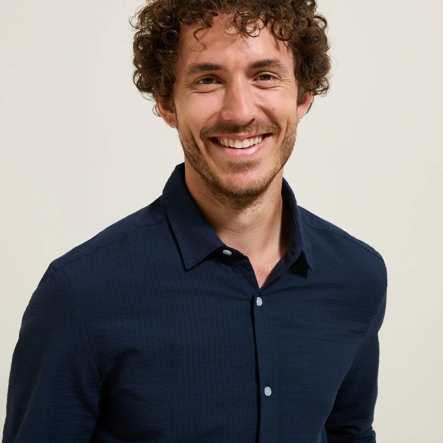 New Gestreept overhemd in seersucker katoen Formele Overhemden|Overhemd