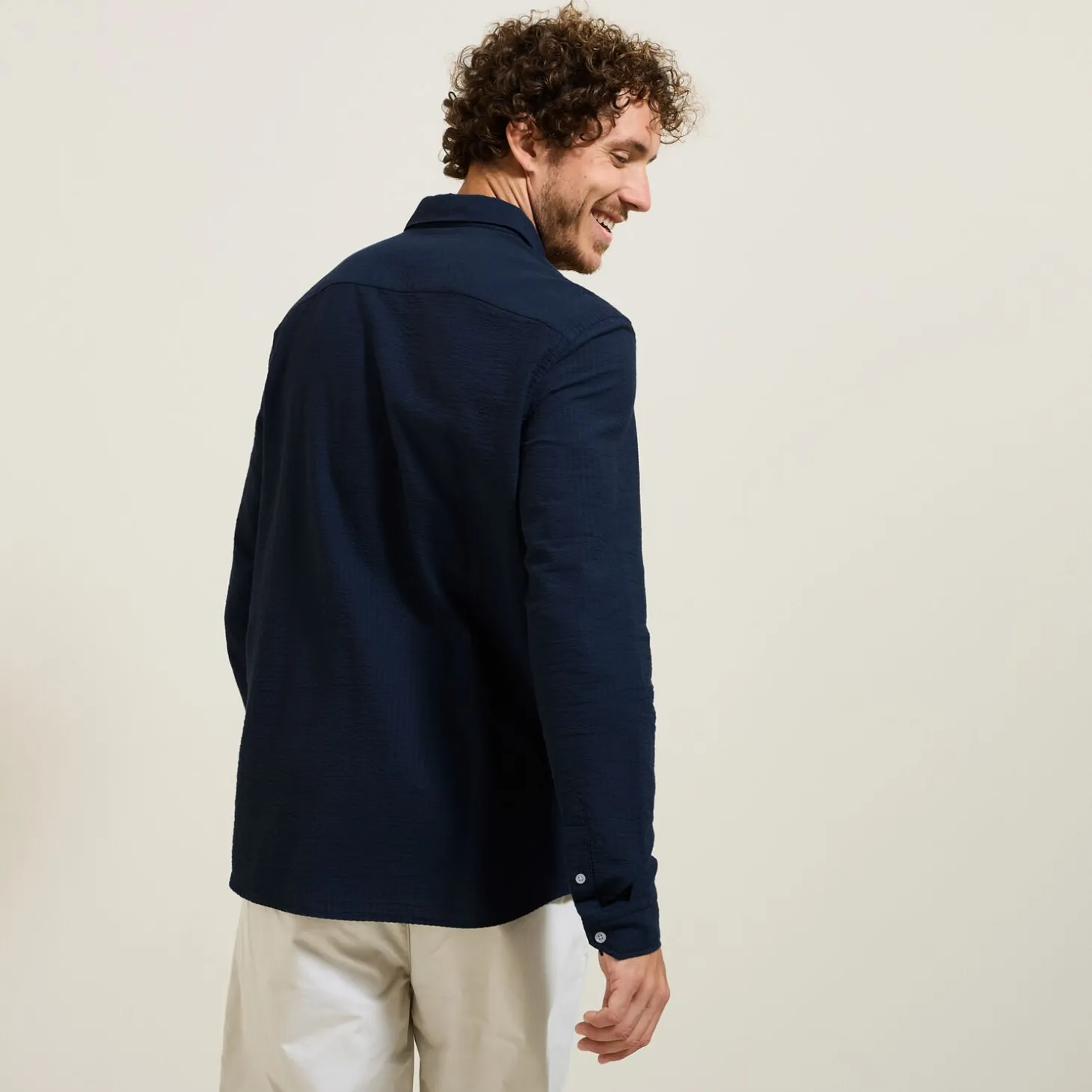 New Gestreept overhemd in seersucker katoen Formele Overhemden|Overhemd