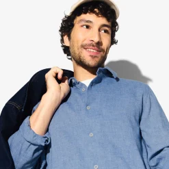 Online Hemd in flanelkatoen met klassieke kraag Overhemd