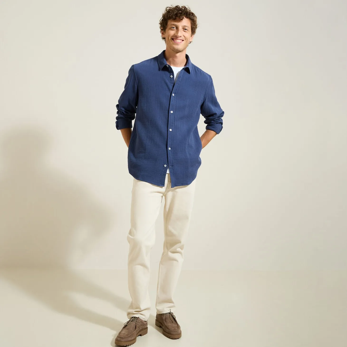 Outlet Hemd in katoengaas met klassieke kraag Overhemd