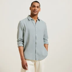 Discount Hemd in katoengaas met klassieke kraag Overhemd