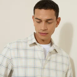 Outlet Hemd met ruitjes in flanelkatoen Overhemd