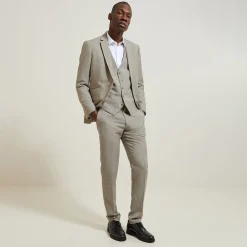 New Het pakket slim kostuum - Beige Combinatie Kostuum