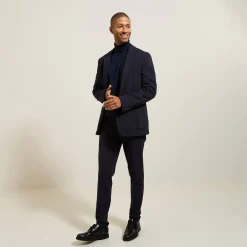 Fashion Het pakket slim kostuum in tricot - Blauw Combinatie Kostuum