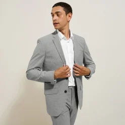 Clearance Het pakket slim kostuum pied-de-puce-motief - Grijs Combinatie Kostuum