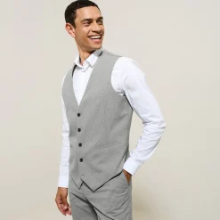 Clearance Het pakket slim kostuum pied-de-puce-motief - Grijs Combinatie Kostuum