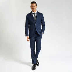 Shop Het pakket slim kostuum tweekleurig - Blauw Combinatie Kostuum