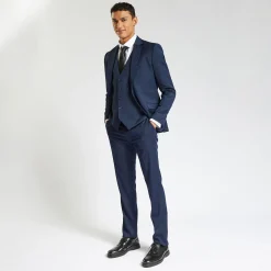 Shop Het pakket slim kostuum tweekleurig - Blauw Combinatie Kostuum