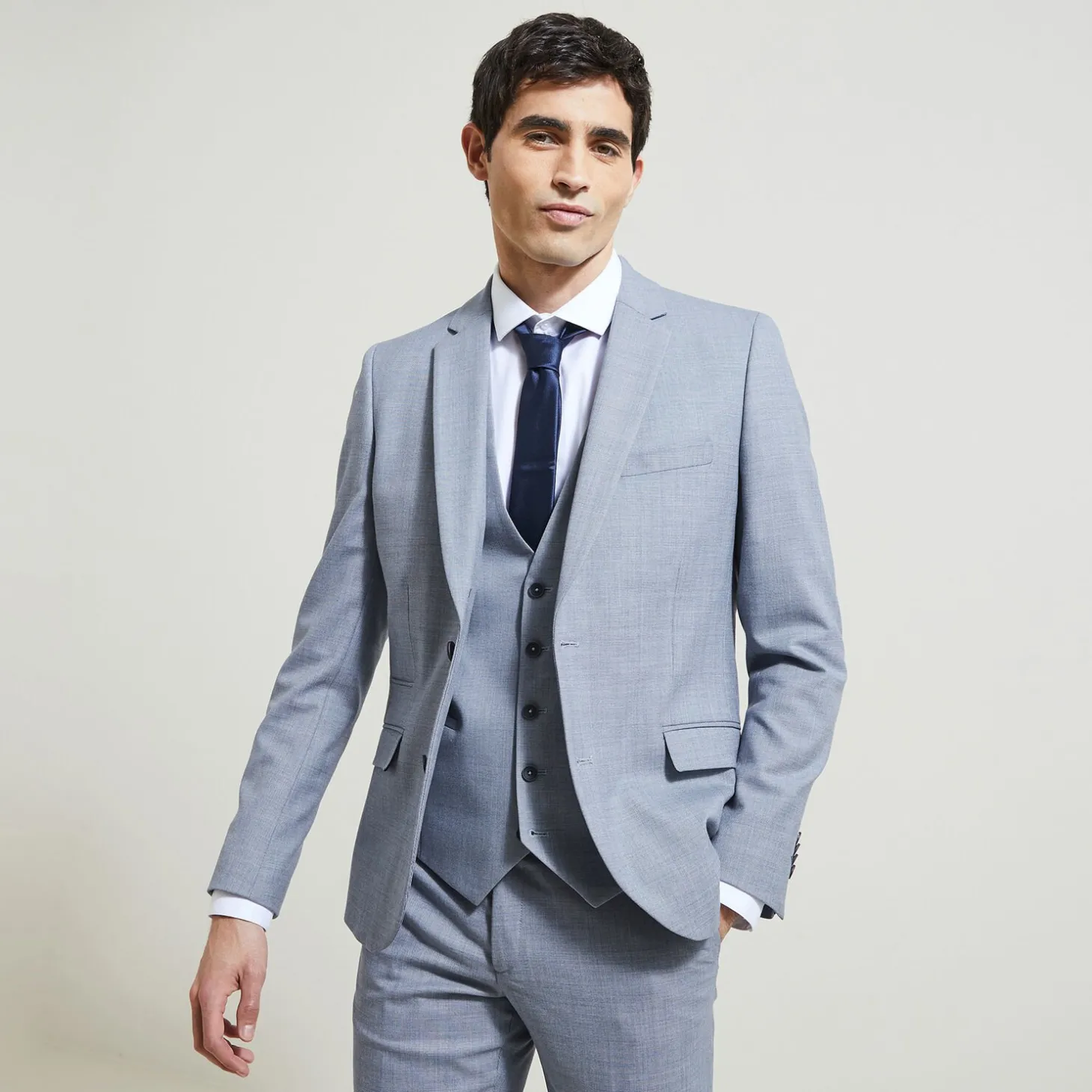 Store Het pakket tweekleurig slim kostuum - Blauw Combinatie Kostuum