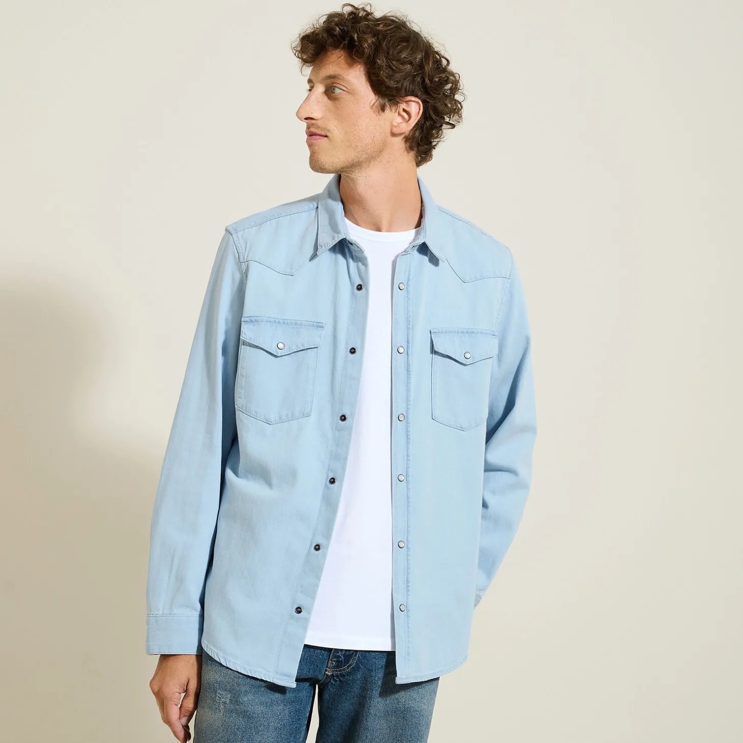 Clearance Katoenen hemd in western denim Overhemd