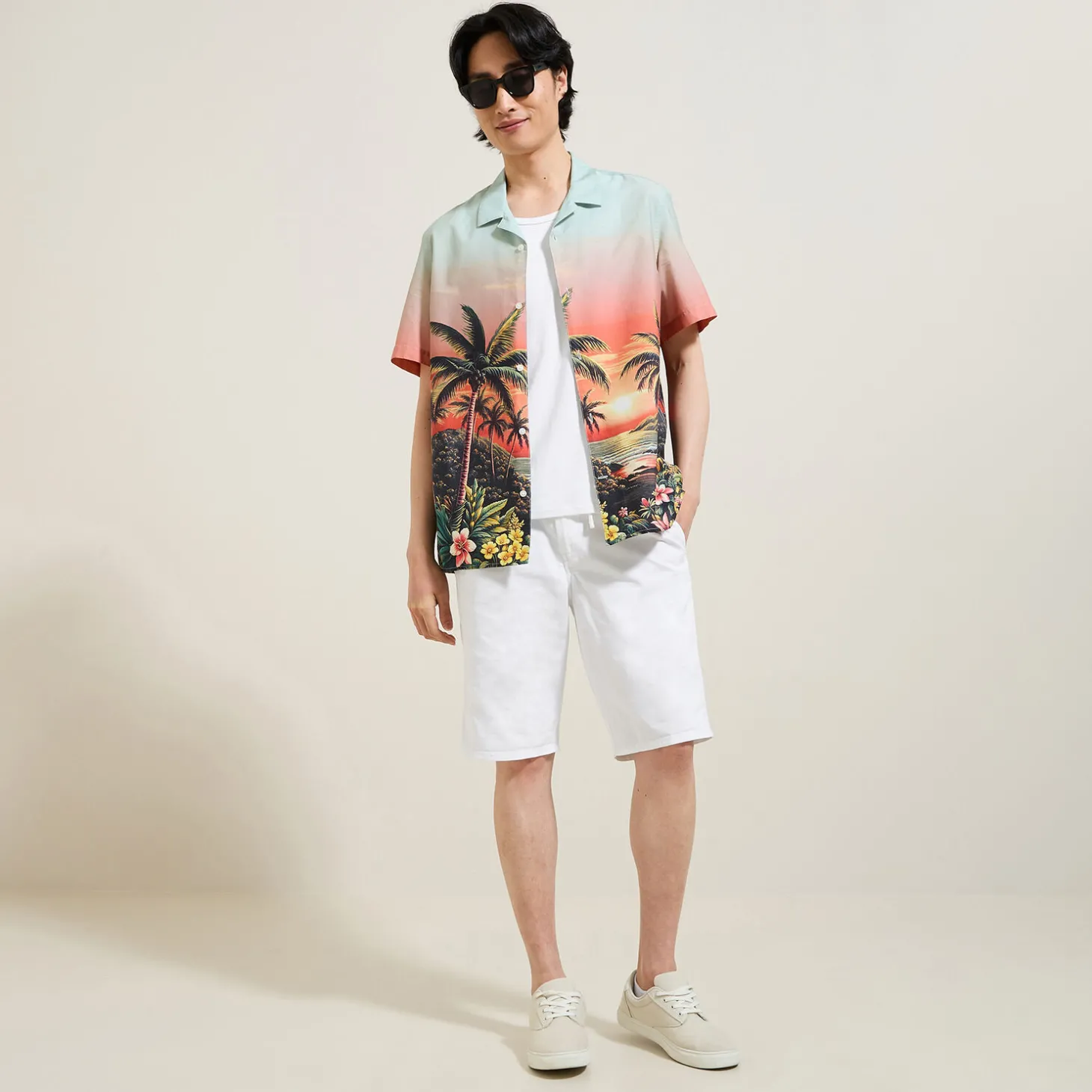 Hot Katoenen hemdje met Hawaïaanse print Overhemd