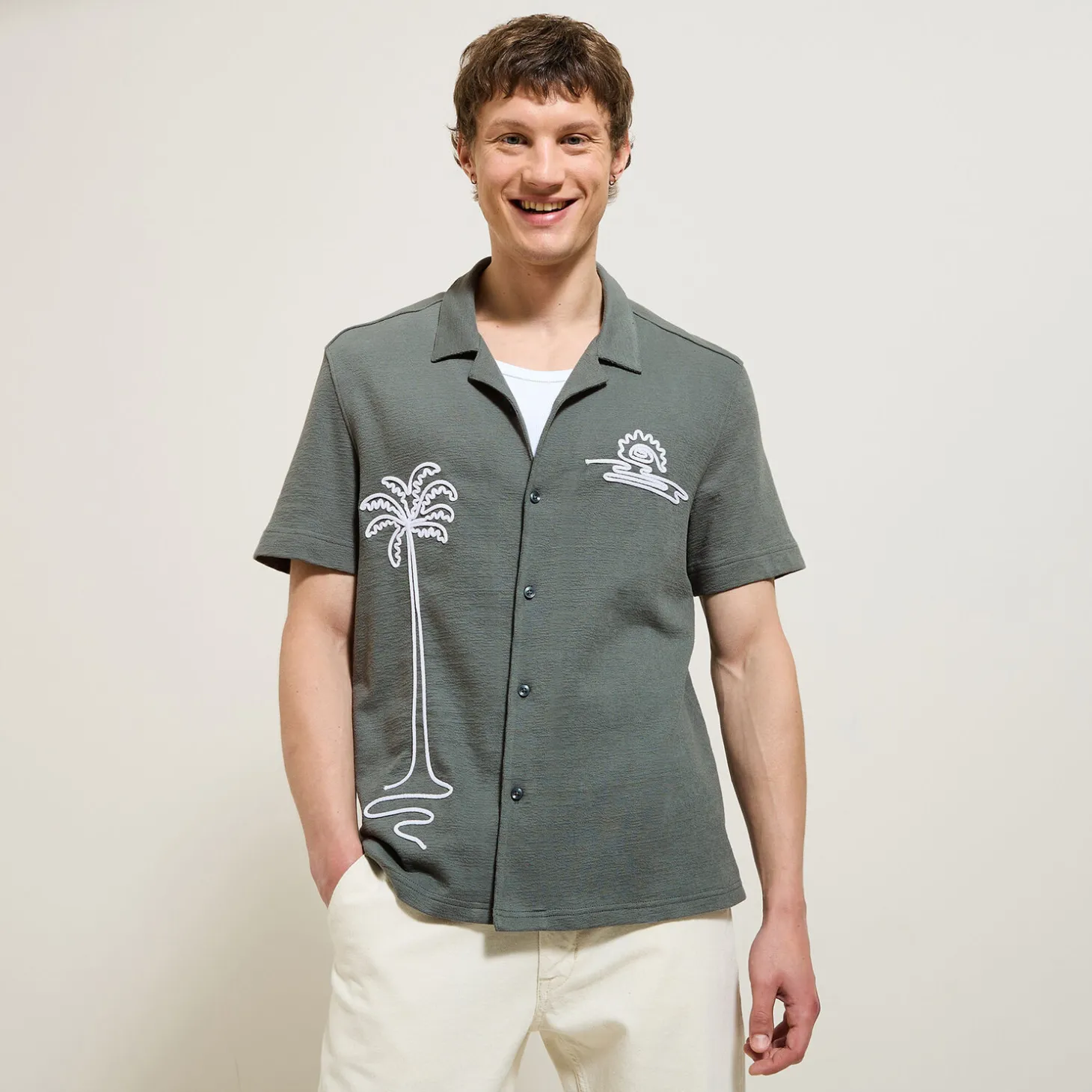 Flash Sale Katoenen hemdje met koordborduursel Overhemd