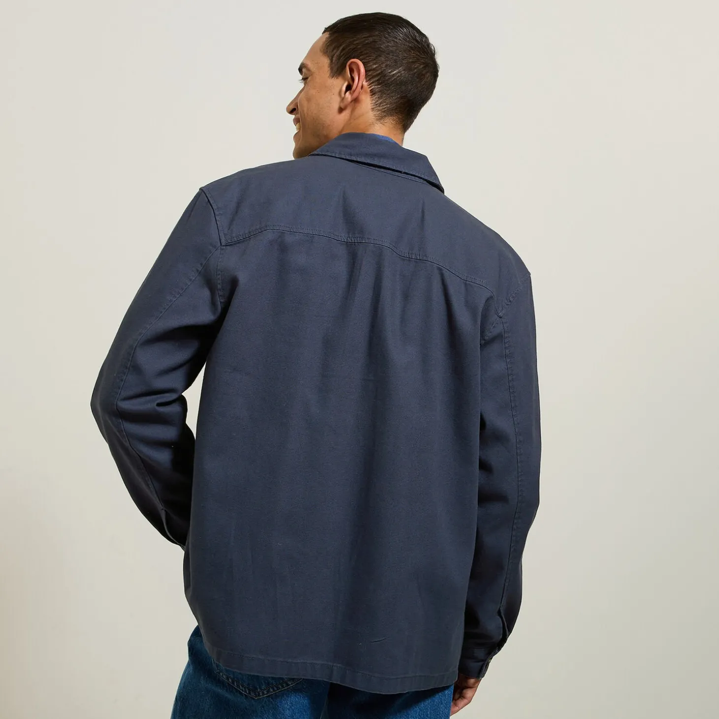 Shop Katoenen overhemdjas met hemdskraag Overshirt|Overhemd