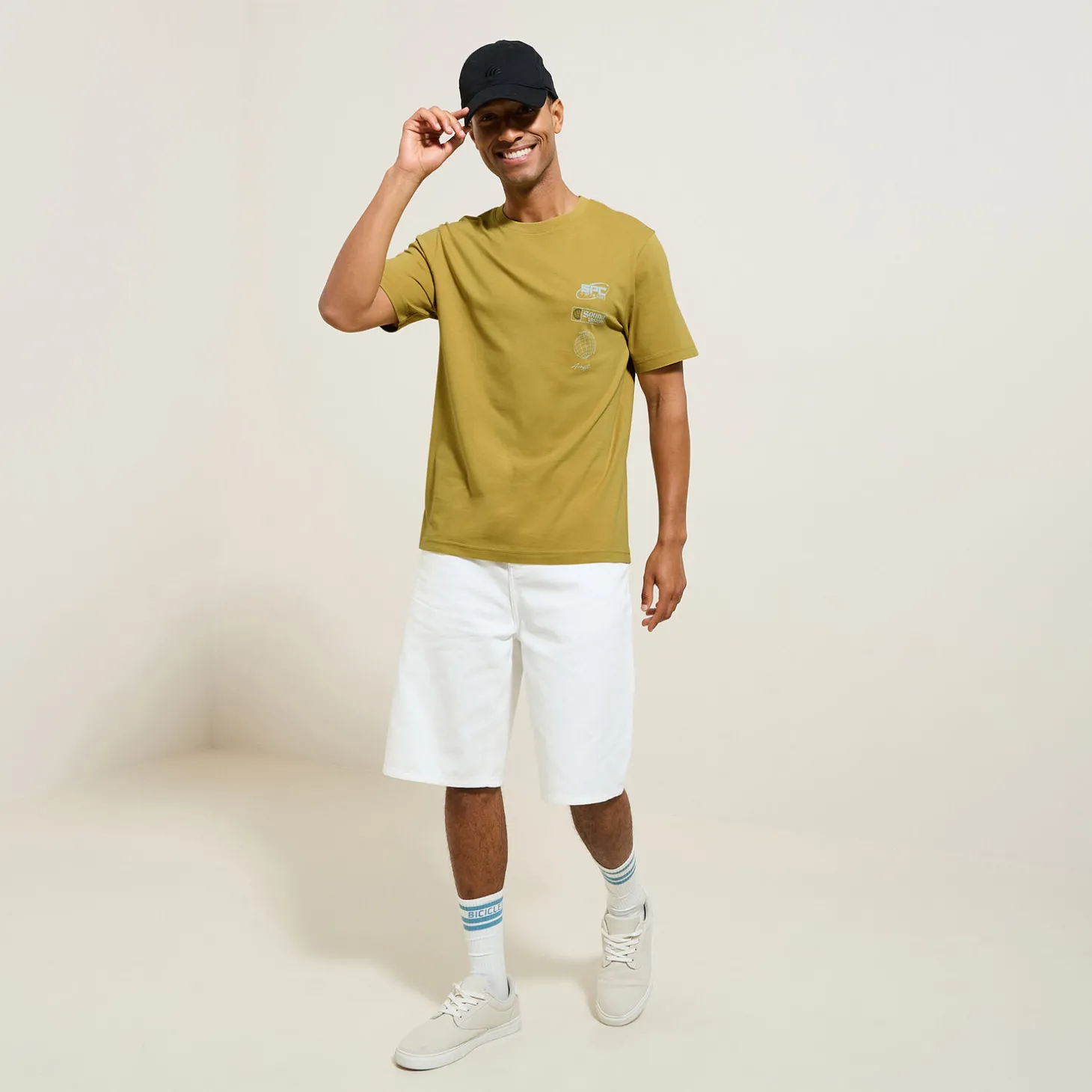 Discount Katoenen T-shirt met ronde hals en print T-shirt