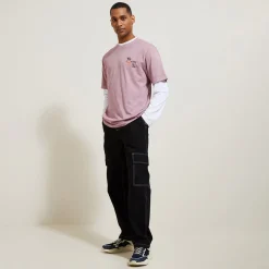 Clearance Katoenen T-shirt met ronde hals en print op de bor T-shirt