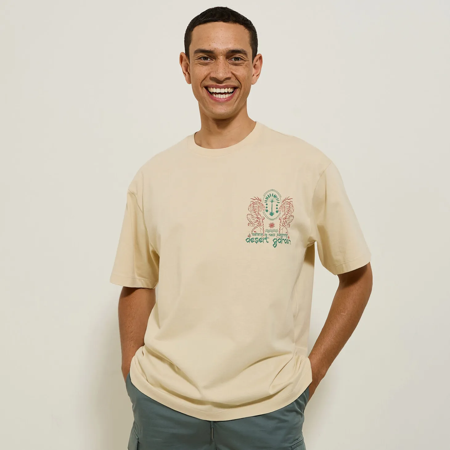 Fashion Katoenen T-shirt met ronde hals en tijger-print T-shirt