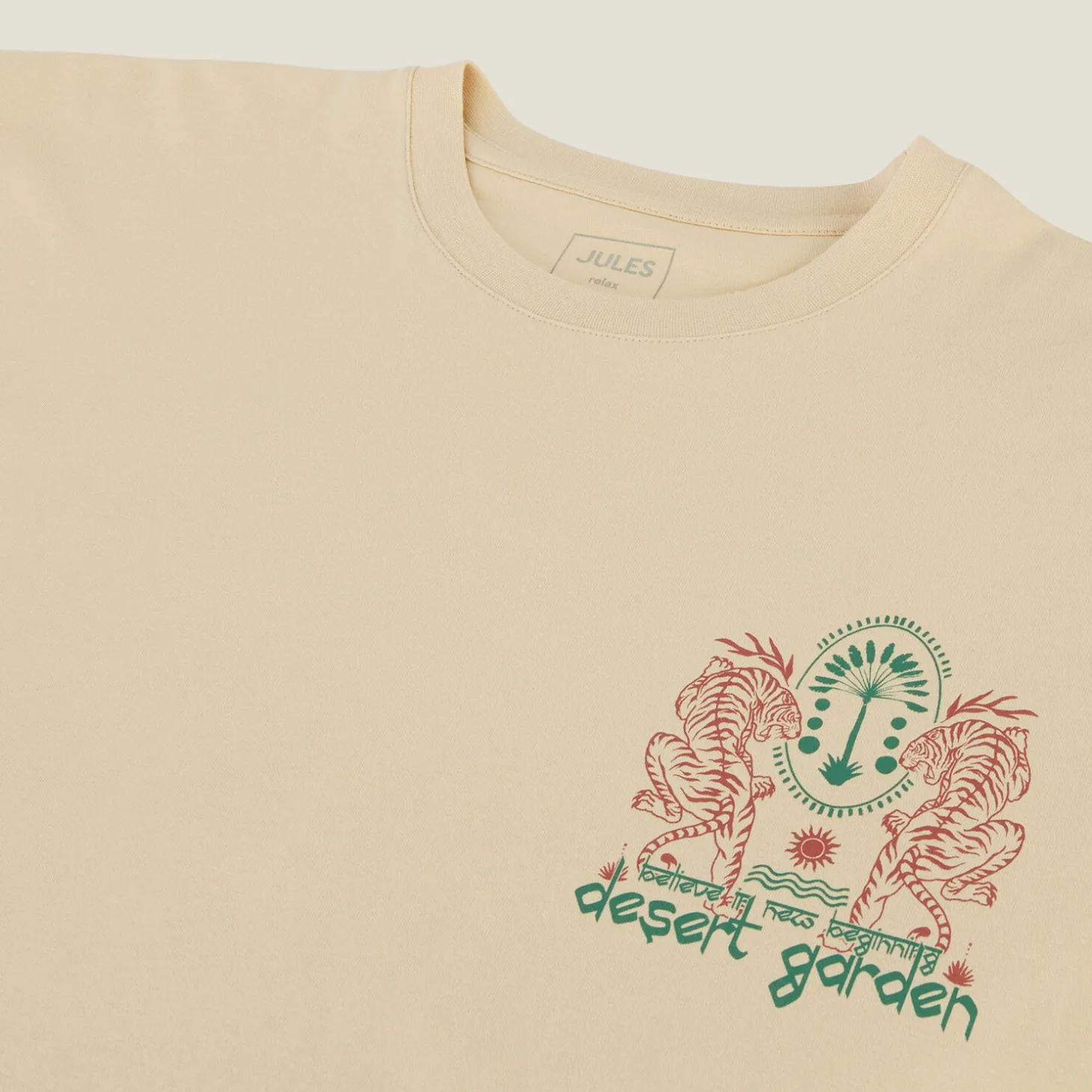 Fashion Katoenen T-shirt met ronde hals en tijger-print T-shirt