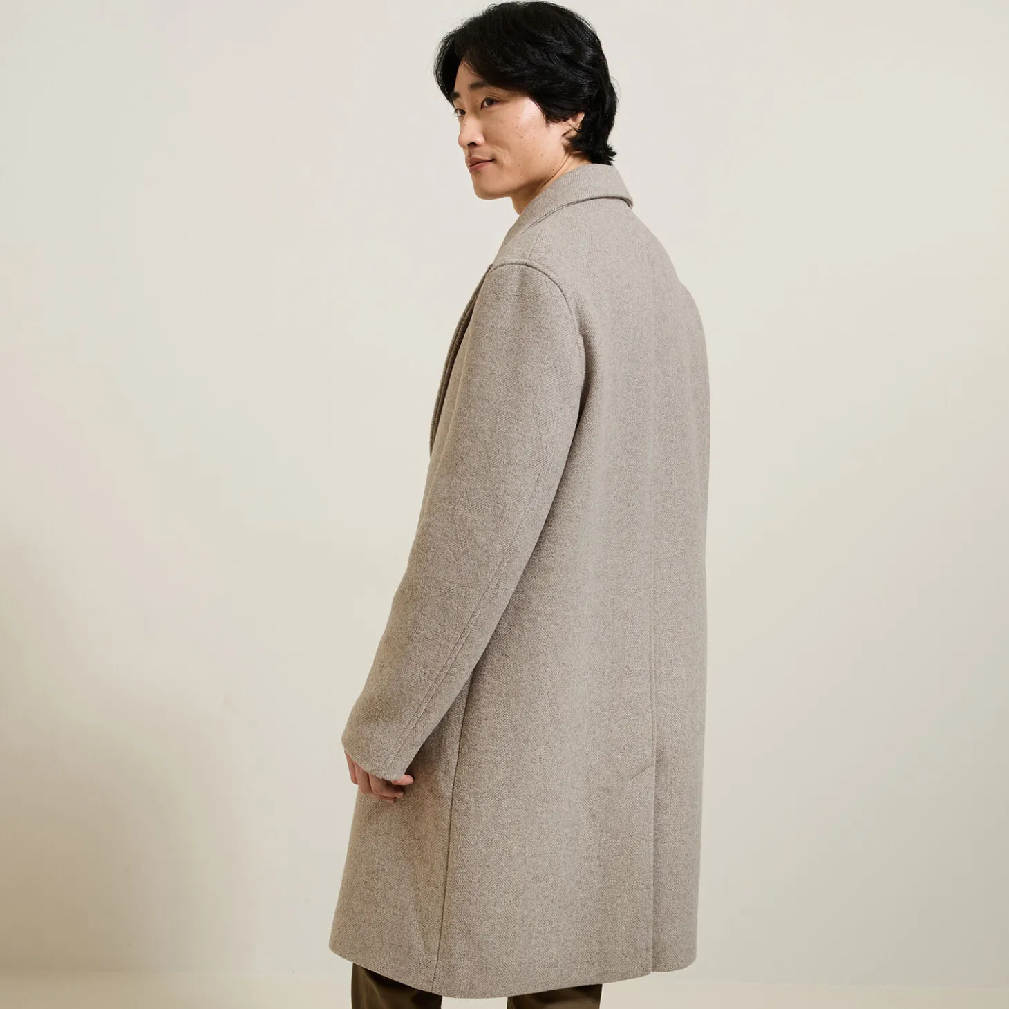 Online Lange mantel met visgraatmotief en reverskraag Mantel & Jack