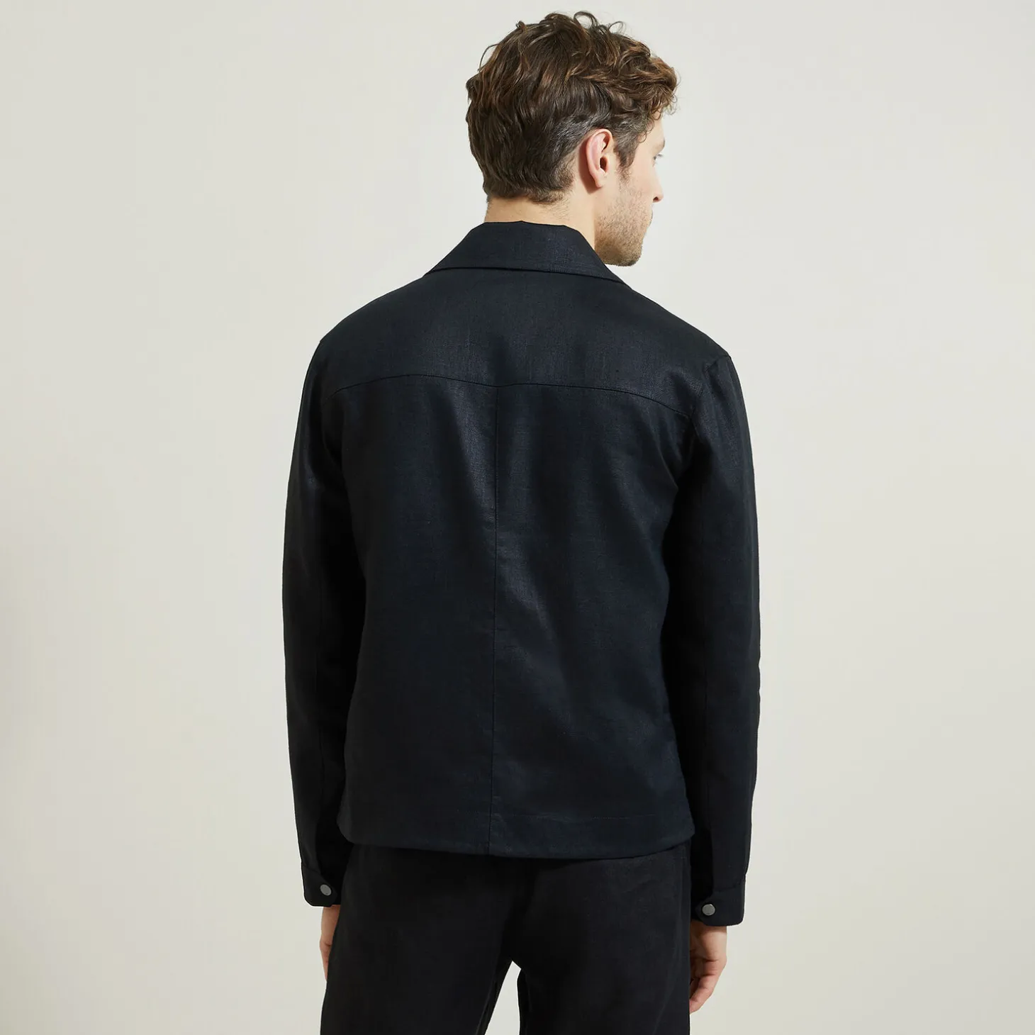 Clearance Linnen jack met hemdskraag Mantel & Jack