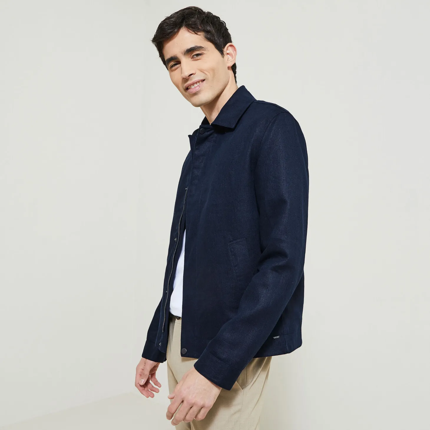 New Linnen jack met hemdskraag Mantel & Jack