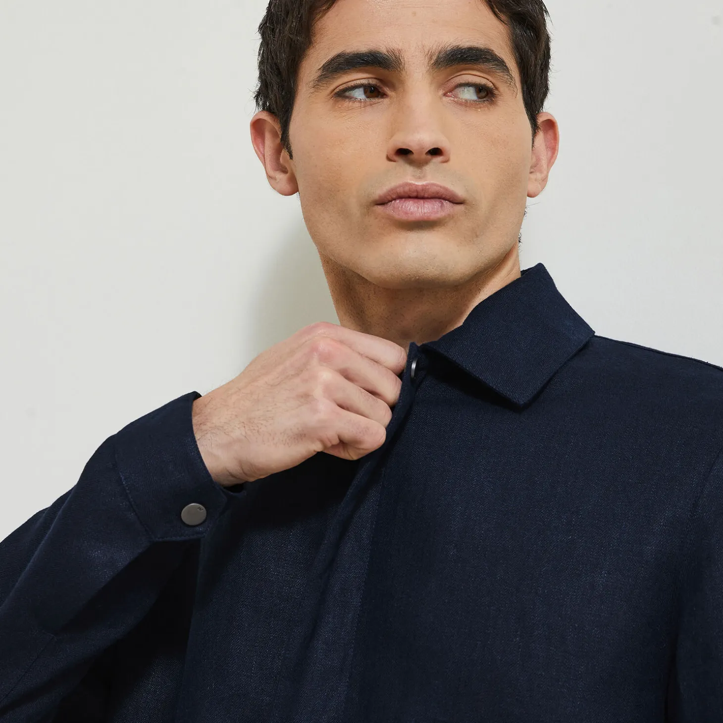 New Linnen jack met hemdskraag Mantel & Jack