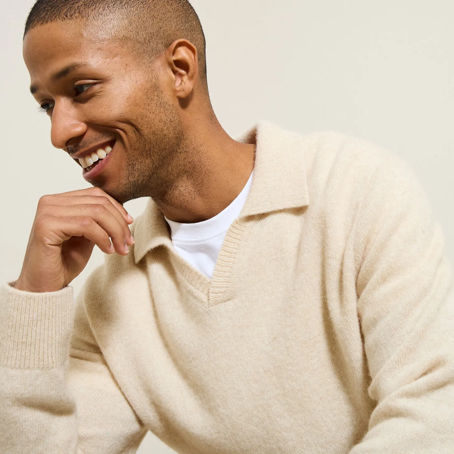 Fashion Polo in tricot met resortkraag Trui