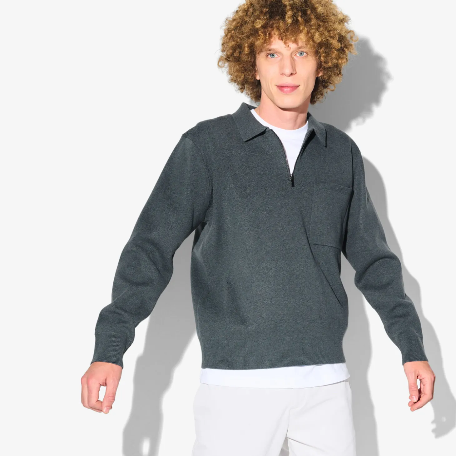 Fashion Polo in tricot met ritskraag assortiment performan Trui