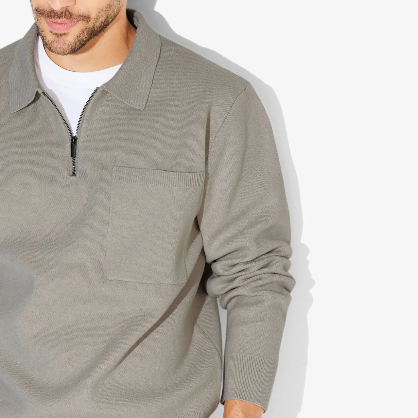 Online Polo in tricot met ritskraag assortiment performan Trui