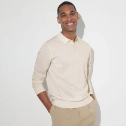 Store Polo met knoopkraag in merinoswol Trui