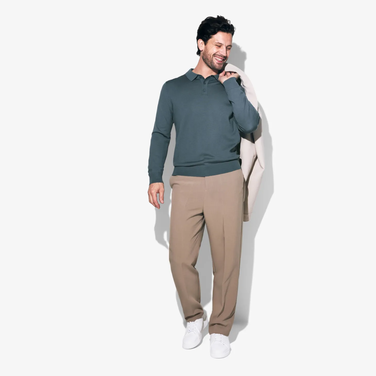 Discount Polo met knoopkraag in merinoswol Trui