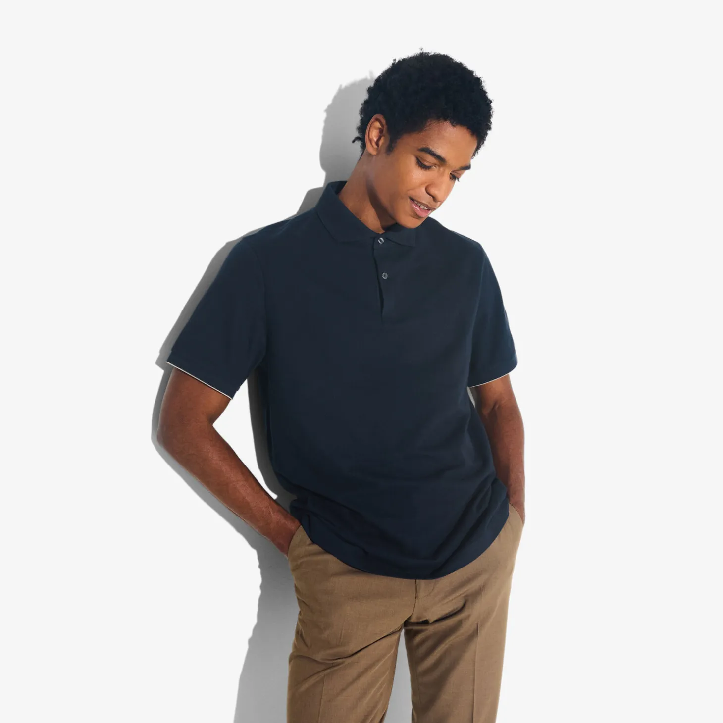 Sale Polo met korte mouwen, visgraatmotief en Italiaans Polo