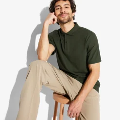 Fashion Polo met korte mouwen, visgraatmotief en Italiaans Polo